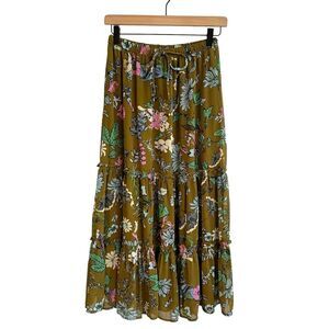 Aerie Womens Fairy Peasant Floral Midi Skirt Size S Boho Cottagecore Tiered